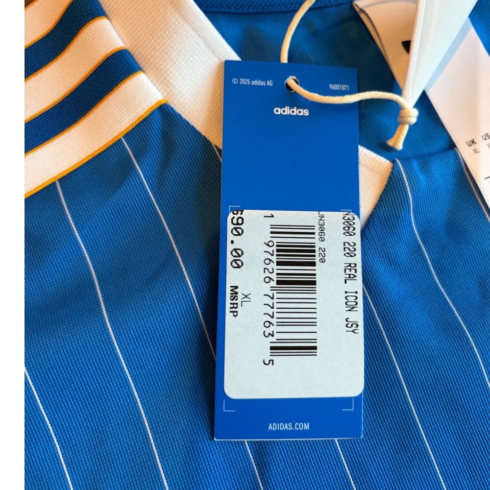 Adidas Originals Real Madrid Icon Jersey Mens XL Blue Pinstripe JN3060 NWT - Picture 6 of 8